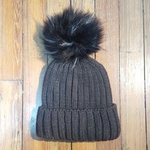 NEW! Sherpa Lined Knit Beanie with Faux Fur Pom